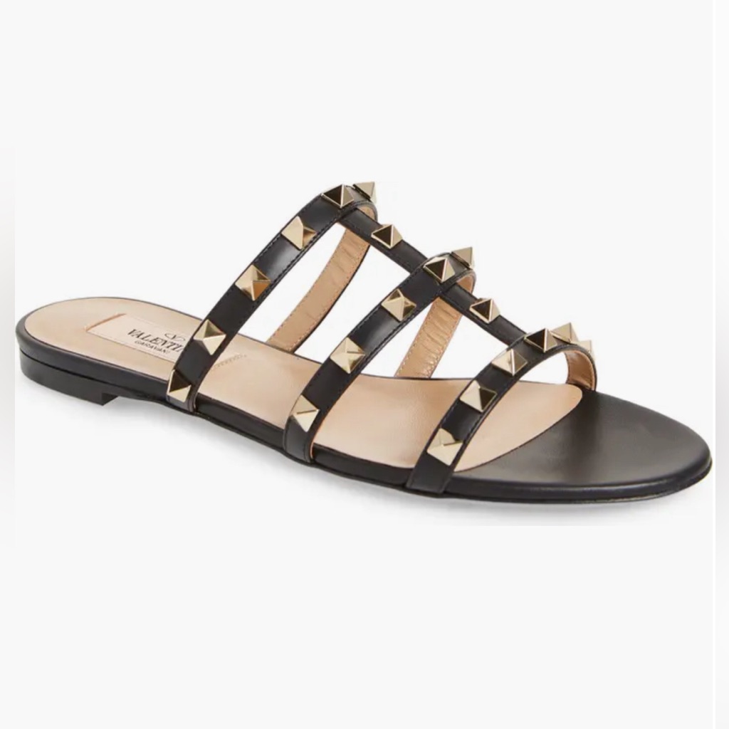 Valentino Garavani Rockstud Slide Sandal 37.5